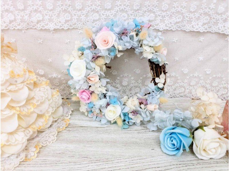 本物あじさいで！【あじさいのふわふわリース】ふんわりこんもり紫陽花を贅沢に使ったリースの紹介画像