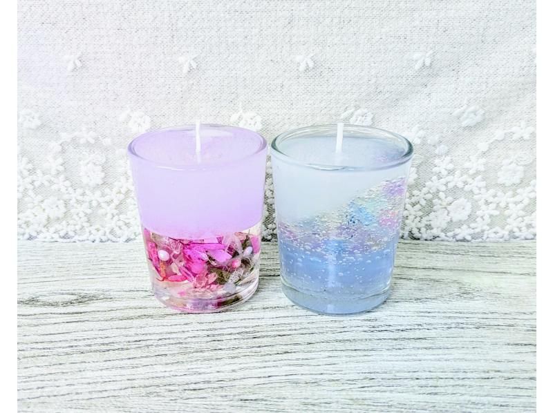 ３個セット数量限定！【ミニフラワーキャンドル２層で可愛い】３名様各１点づつも可能　お花を閉じ込めた可愛らしいキャンドルです。の紹介画像