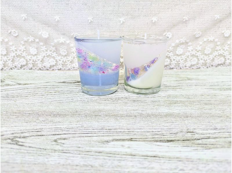 ３個セット数量限定！【ミニフラワーキャンドル２層で可愛い】３名様各１点づつも可能　お花を閉じ込めた可愛らしいキャンドルです。の紹介画像