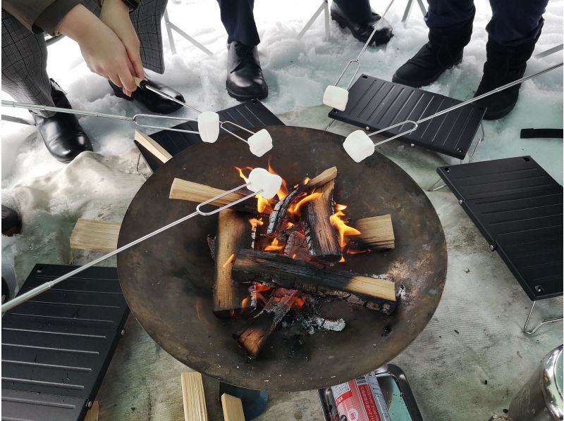 【秋田・白神山地】白神山地の麓で焚き火カフェ♪手ぶら/2時間/コーヒーとマシュマロ焼き/炎を見つめてまったりリラックスの紹介画像