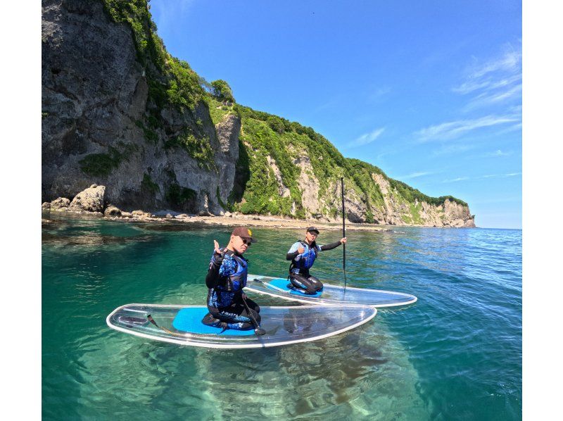 【北海道・積丹美国】北海道初上陸！青の洞窟クリアサップツアー。国定公園コバルトブルーが際立つ、積丹ブルーの海を、透明なSUPで満喫の紹介画像