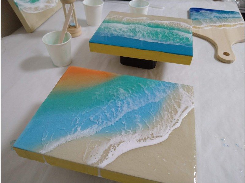 [Okinawa, Uruma City] Beginners welcome ★ Popular square panel 20cm x 20cm ★ Experience resin art in your spare time while sightseeing in Uruma City ♪の紹介画像