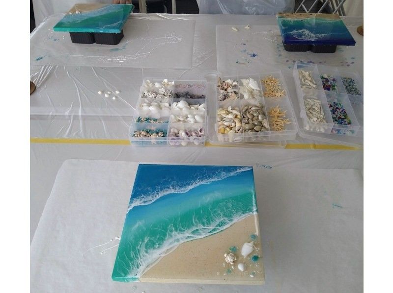 [Okinawa, Uruma City / Resin Art] Popular square panel 20cm x 20cm ★ Experience resin art in your spare time while sightseeing in Uruma City ♪の紹介画像