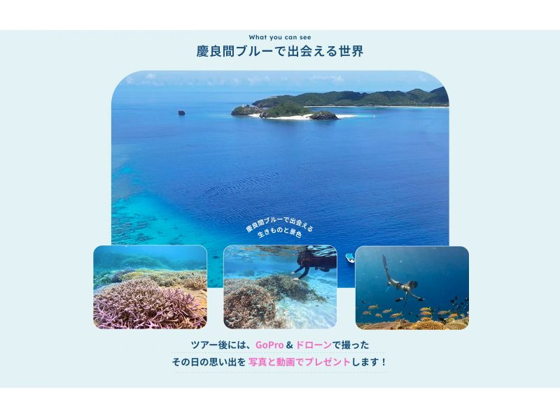 【沖縄・座間味島】ボートシュノーケリング3時間ツアー/手ぶら日帰りOK/撮影データ無料プレゼント/ボートでしか行けない場所へご案内します♪の紹介画像