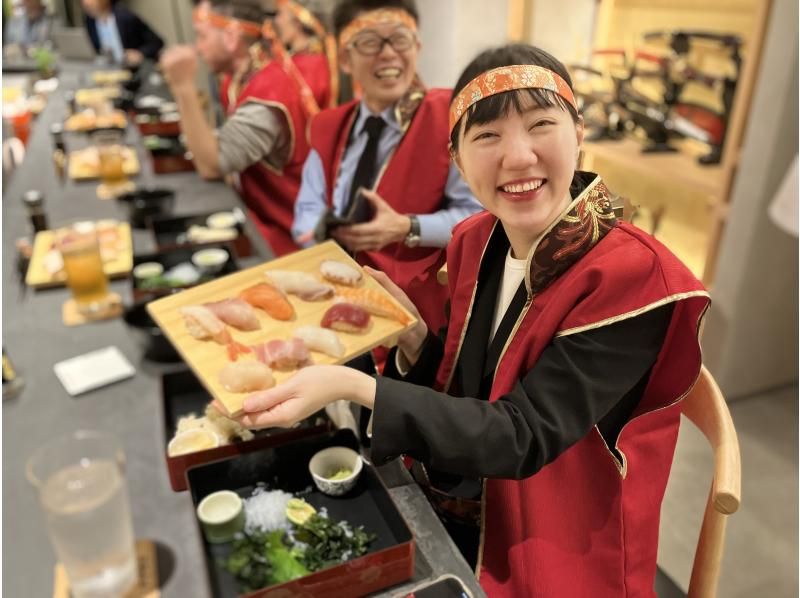 Sushi Entertainment SHOGUN Challenge Course in Asakusa (Free 3-course appetizer) (Free drink/Japanese tea & water) (Dessert included)の紹介画像