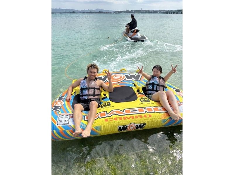 【沖縄・古宇利島】ウェイクボード初心者大歓迎♪ウェイクボード＋最新トーイングチューブから2つ選べるウェイクチューブがっつりプラン☆の紹介画像