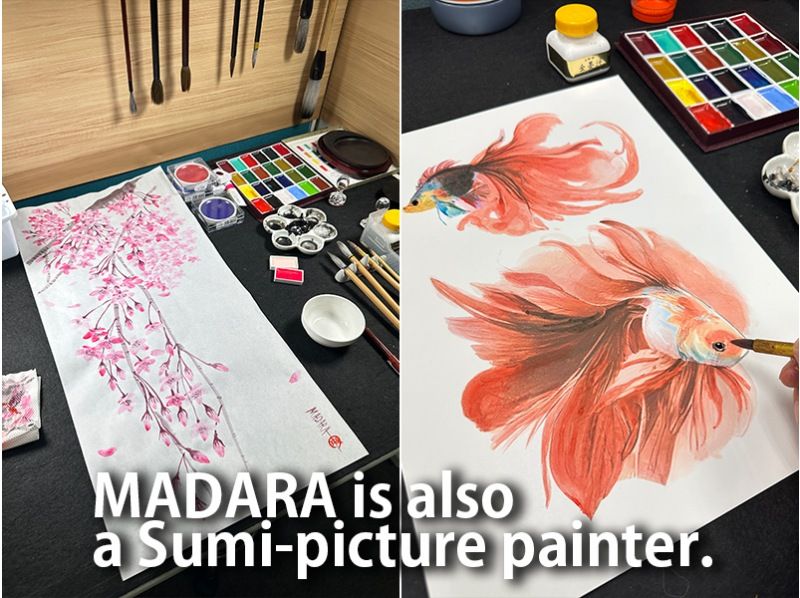[神奈川/湘南]书法艺术全课程〜书法家“ Madar”用幸运书法创作卷轴和手巾或手提袋或T恤（欢迎初学者，空手OK）の紹介画像