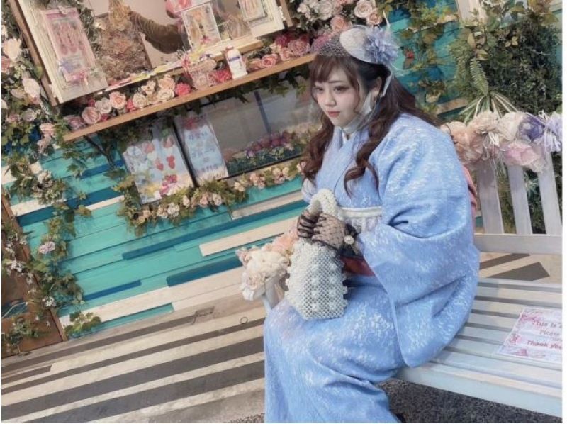 【東京・浅草】着物レンタル 贅沢プラン〜レンタル一式(サイズS～8Lまで)+着付け+ヘアセット+髪飾り込み（浅草駅徒歩0分・手ぶらでOK）の紹介画像