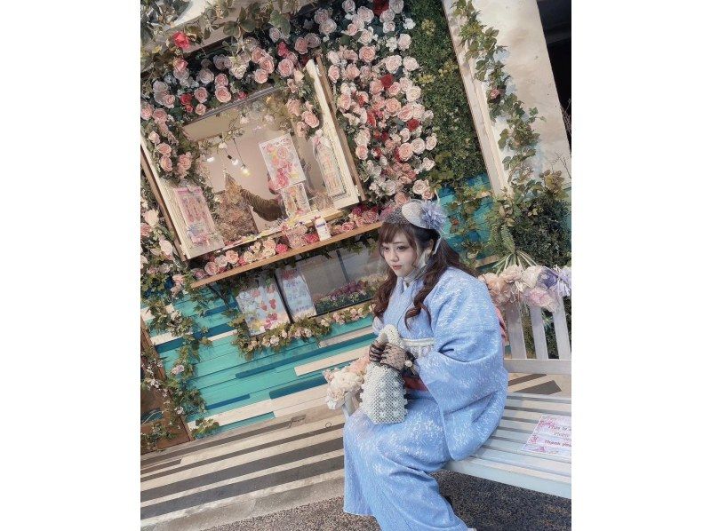 【東京・浅草】着物レンタル 贅沢プラン〜レンタル一式(サイズS～8Lまで)+着付け+ヘアセット+髪飾り込み（浅草駅徒歩0分・手ぶらでOK）の紹介画像