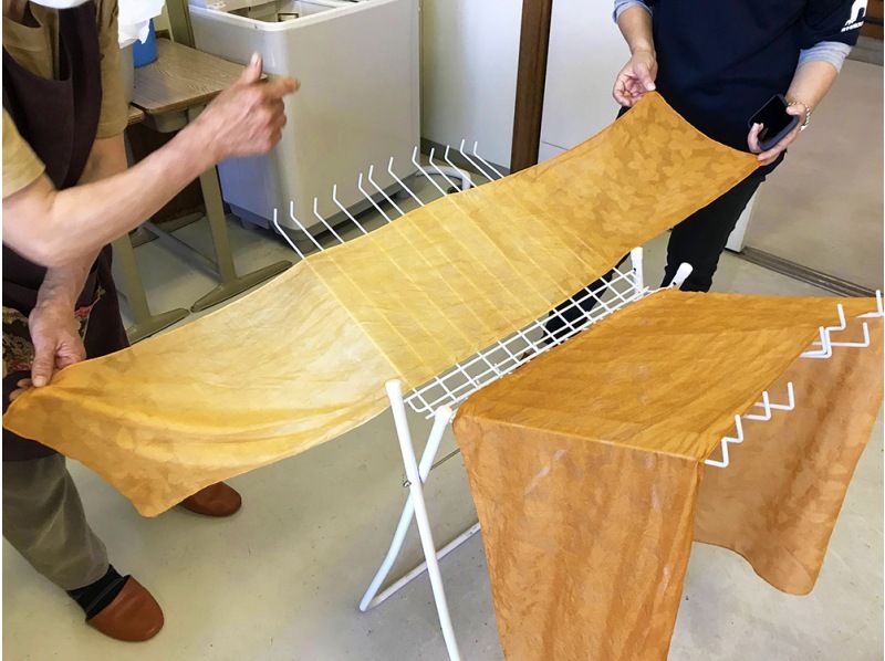 【秋田県・横手市】増田特産りんごの枝葉を使ったりんご染めでシルクのストールの染め物体験の紹介画像