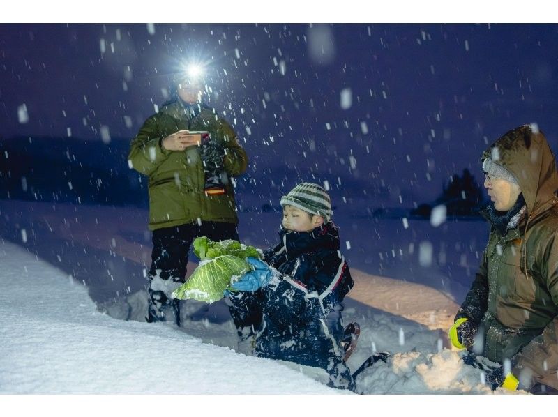 【北海道・富良野】スノーランタンおでんナイト／農業体験型イブニングツアー、ナイトハイクで掘出しに行く越冬キャベツと体温まるおでんナイトツアーの紹介画像