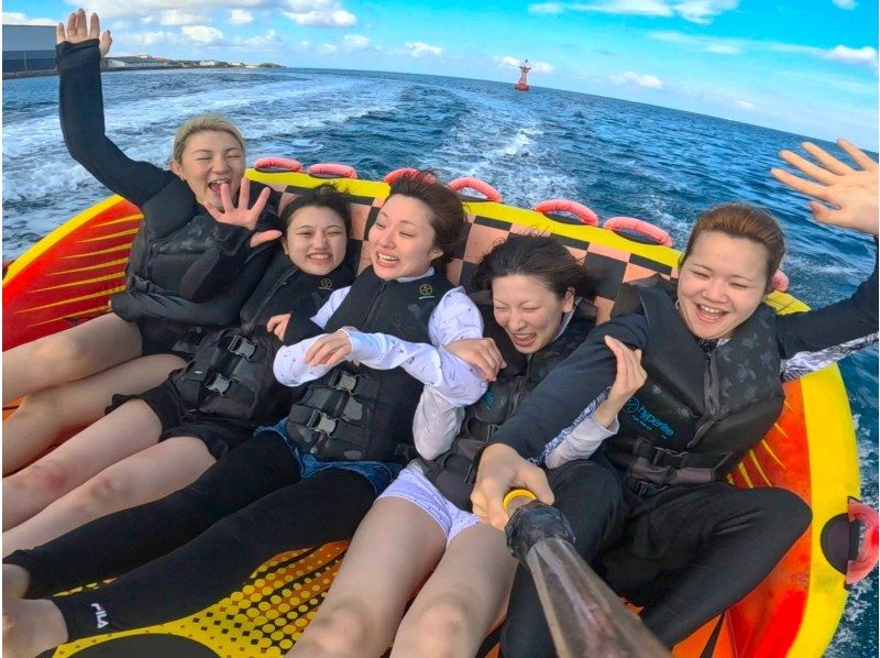 ⑤【中城・うるま市・東海岸・ビーチ集合】今だけお得な割引開催中❤️当日予約OK‼️選べる2種❣️フライボード&バナナボート満喫プラン❤️の紹介画像