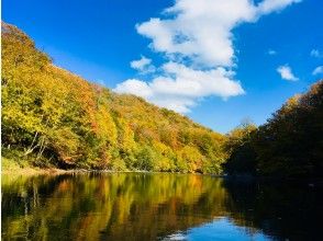 プランの魅力 The leaves of maple and ginkgo begin to color, and the surface of the lake and river shines brilliantly. の画像