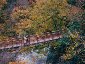 プランの魅力 Cross the scenic suspension bridge over the Akigawa River to reach the area's popular hot springs の画像