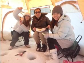 Ice fishing for wakasagi (smelt)