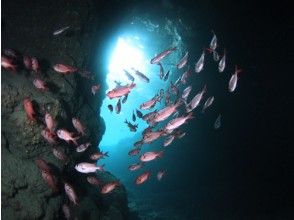 Looking back, there is a blue cave!