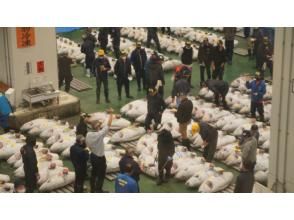 7街区水産卸売場棟 見学者通路よりマグロのセリ見学