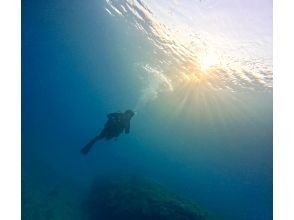 海の中から見える夕陽