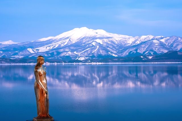 Akita Winter Recommended Tourist Spot: Lake Tazawa "Tatsuko Statue"