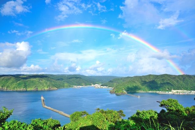 奄美大島　青空　虹　晴天