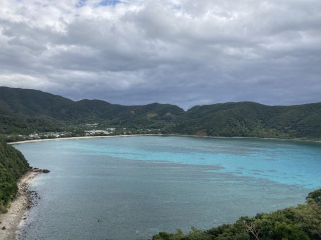 Amami Oshima with beautiful blue sea and rain pattern