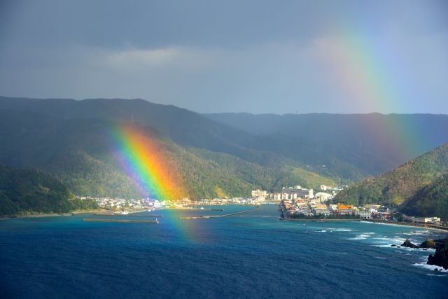 Double rainbow over Amami Oshima after rain