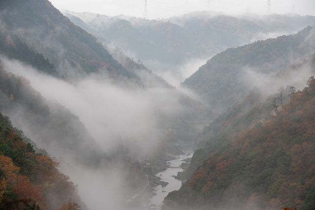 雲海に包まれる幻想的で美しい保津峡の絶景