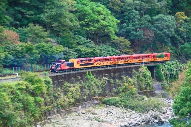 รถไฟ Arashiyama Torokko ในเกียวโต