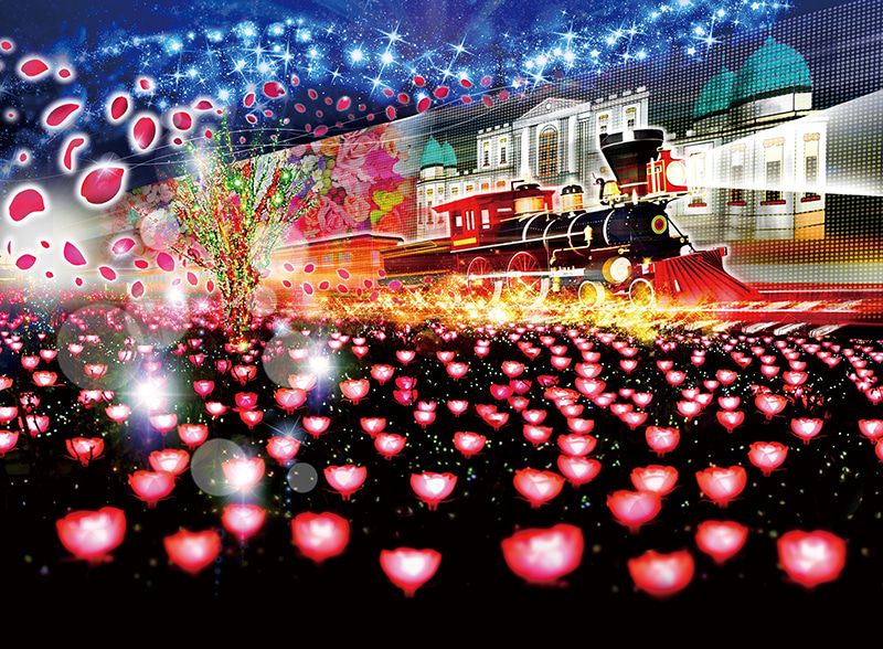 Ashikaga Flower Park Illumination Flower Garden of Light Flower Fantasy 2023-2024 Highlights Rose Garden of Light ~Happiness Garden~ 120m wide mural of light Japan's three major illuminations Illumination Award 1st place