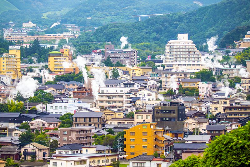 벳푸 온천 관광 여자 여행 커플 추천 온천의 거리 풍경