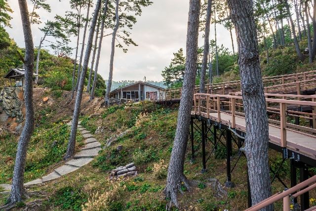 ทางเดินเลียบหาดโจโดกาอุระบนเกาะโดโกในหมู่เกาะโอกิ