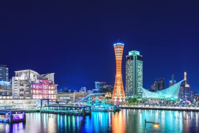 兵庫・神戸　夜景　神戸港と街並み　ハーバーランド