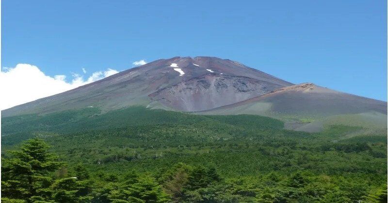 Volcanic crater of Mount Fuji
