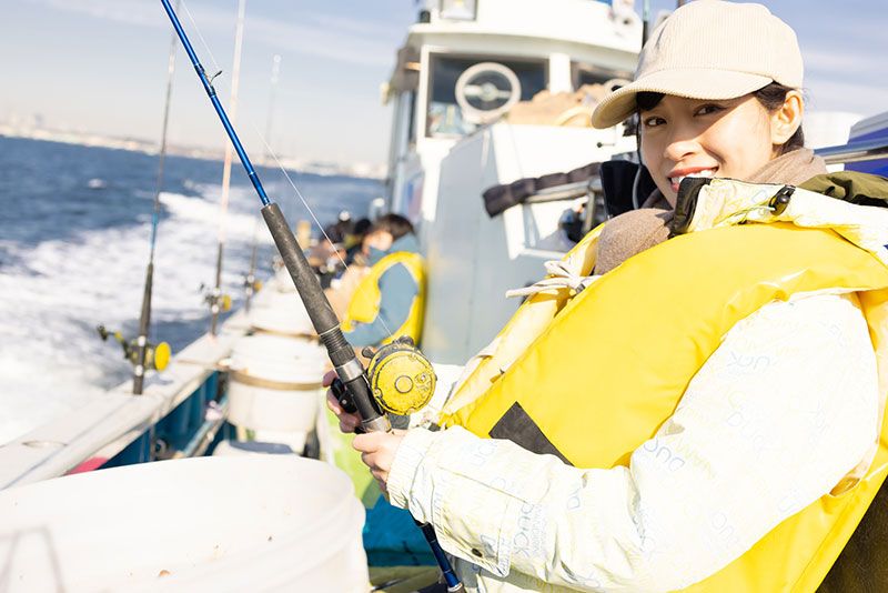 Fishing, Sea fishing, Enjoying woman