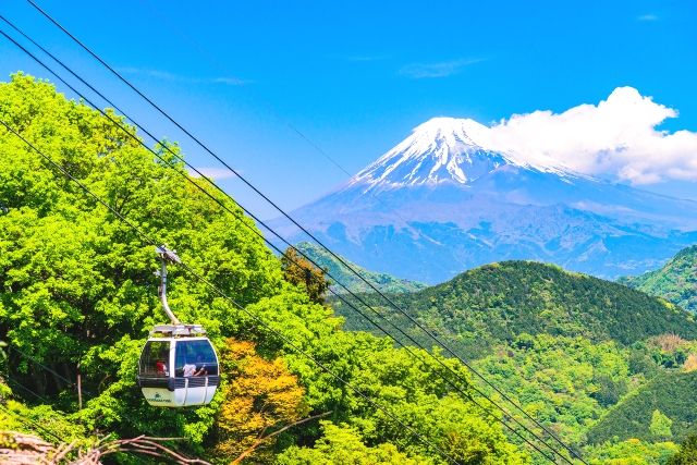 静岡 伊豆パノラマパーク ロープウェイと富士山