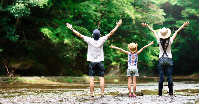 Images of recommended spots and popular activities for outings with children in the Kanto region