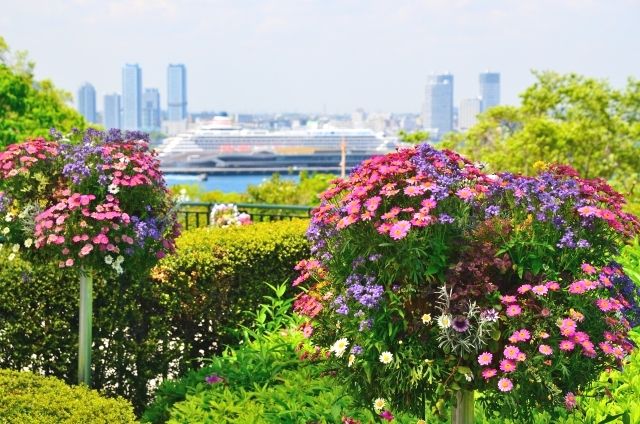 從神奈川港三重岡公園眺望的景色