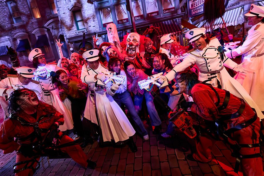 Osaka Halloween Event Universal Studios Japan USJ Halloween Horror Night 2024 Street Zombies Captain Ado's Security Forces Blue Rose Squad