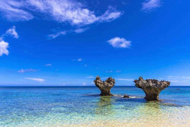 沖縄　古宇利島　ハートロック　満潮時