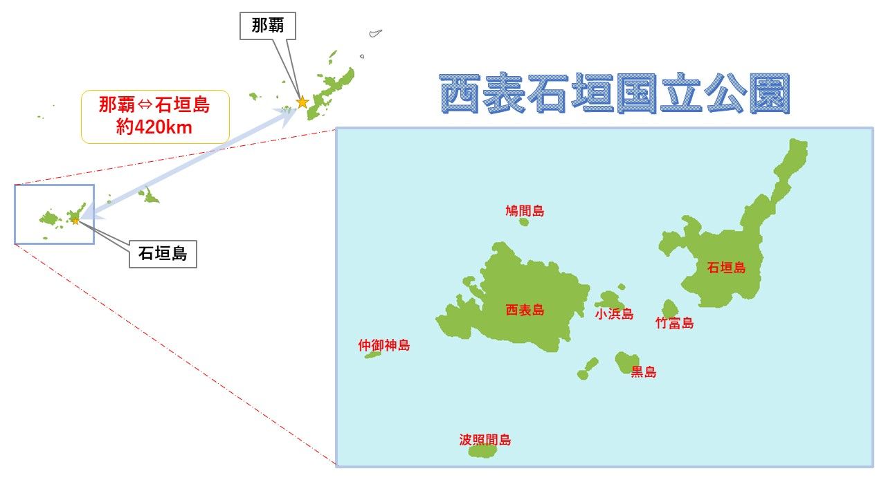 Iriomote-Ishigaki National Park Area และ Location Map