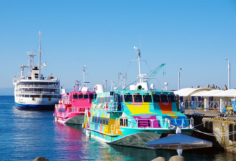 Izu Oshima How to get there: Access from Tokyo Izu Islands Japanese Geopark Okada Port Jetfoil High-speed Jet Boat Seven Island Yuai Ferry