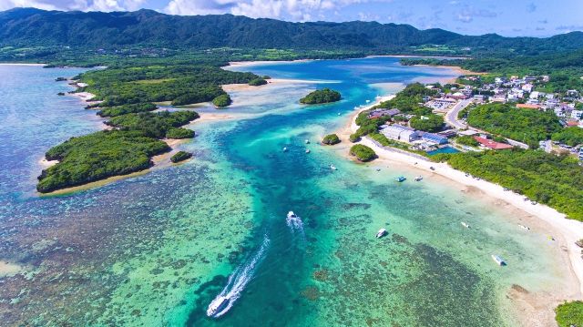 Aerial view of Kabira Bay, Ishigaki Island, Okinawa