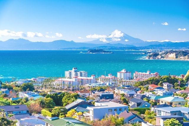 Enoshima and Mt. Fuji in Zushi, Kanagawa