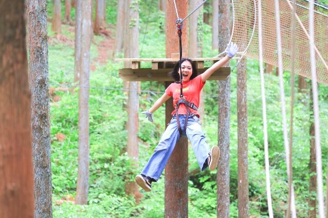 Young people enjoying athletics at Forest Adventure Odawara