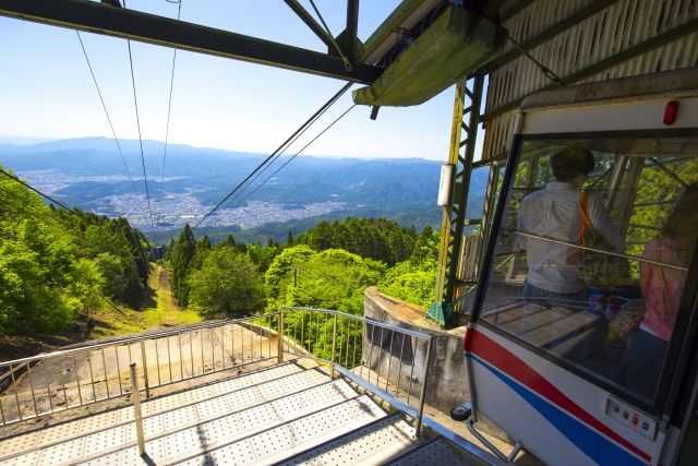 The summit station of the "Eizan Ropeway" on Mount Hiei in Kyoto