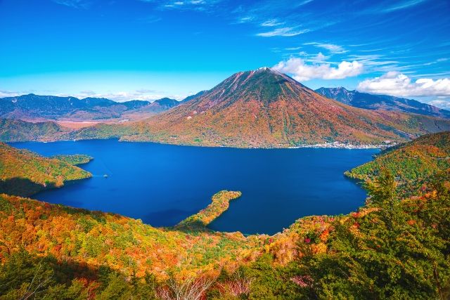 栃木　絶景スポット　中禅寺湖　秋の紅葉