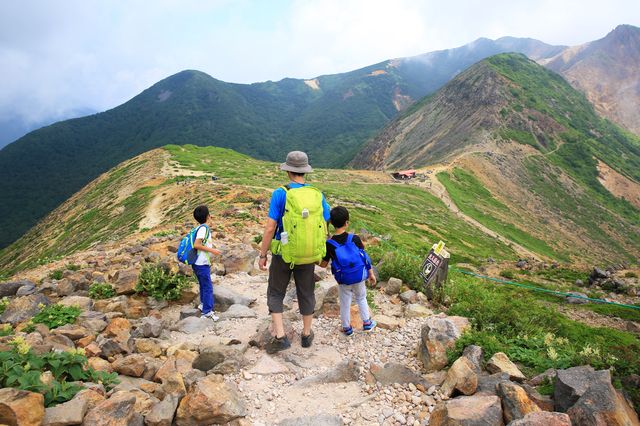 Parents and children enjoying trekking