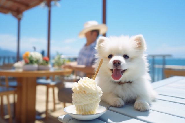 愛犬とカフェを楽しむイメージ