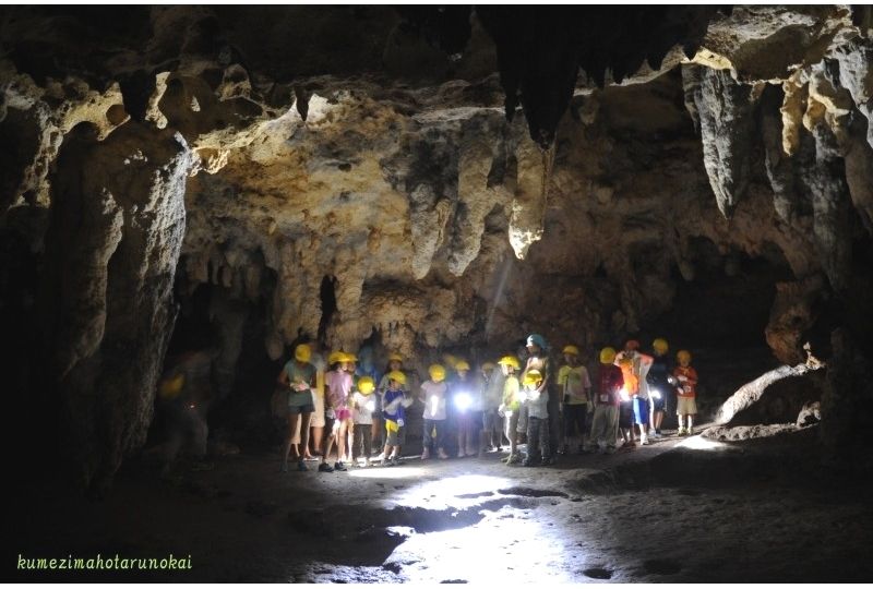 특정 비영리 활동법인 구메지마 반딧불의 모임의 "야지야가마 동굴 탐험"의 모습