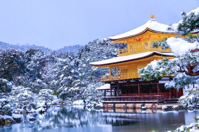 京都　絶景スポット　冬の金閣寺